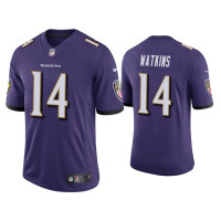 Men Baltimore Ravens #14 Sammy Watkins Vapor Limited Purple Jersey