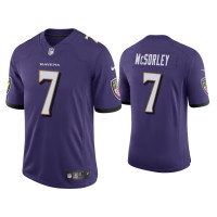 Men Baltimore Ravens #7 Trace McSorley Vapor Limited Purple Jersey