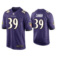 Men Baltimore Ravens #39 Trenton Cannon Purple Game Jersey