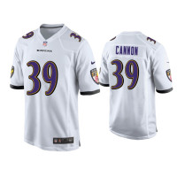 Men Baltimore Ravens #39 Trenton Cannon White Game Jersey