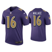 Men Baltimore Ravens #16 Color Rush Legend Tylan Wallace Purple Jersey