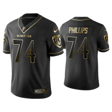 Men Baltimore Ravens #74 Golden Edition Vapor Limited Ravens Tyre Phillips Black Jersey