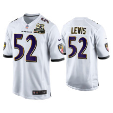 Men Baltimore Ravens #52 Ray Lewis White 2X Super Bowl Champions Patch Game Jersey