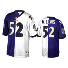 Men Baltimore Ravens #52 Ray Lewis Purple White Split Jersey