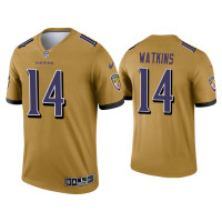 Men Baltimore Ravens #14 Sammy Watkins Gold Inverted Legend Jersey