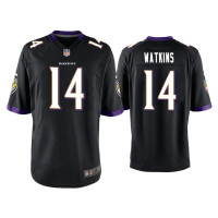 Men Baltimore Ravens #14 Sammy Watkins Black Game Jersey