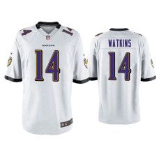 Men Baltimore Ravens #14 Sammy Watkins White Game Jersey