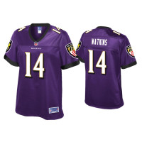 Women Baltimore Ravens #14 Sammy Watkins Purple Pro Line Jersey