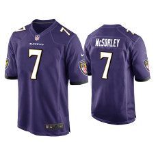 Men Baltimore Ravens #7 Trace McSorley Purple Game Jersey