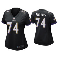 Women Baltimore Ravens #74 Tyre Phillips Black Game Jersey