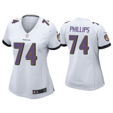 Women Baltimore Ravens #74 Tyre Phillips White Game Jersey