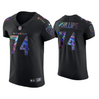 Men Baltimore Ravens #74 Tyre Phillips Black Golden Edition Holographic Jersey