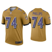 Men Baltimore Ravens #74 Tyre Phillips Gold Inverted Legend Jersey