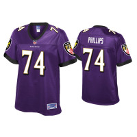 Women Baltimore Ravens #74 Tyre Phillips Purple Pro Line Jersey