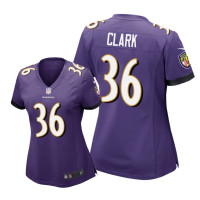 Women Baltimore Ravens #36 Purple Chuck Clark Nike Game Jersey