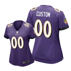 Women Baltimore Ravens #00 Purple Custom Nike Game Jersey