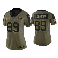 Women Baltimore Ravens #89 Mark Andrews Olive 2021 Salute To Service Limited Jersey