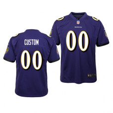 Youth Baltimore Ravens #00 Purple Custom Nike Game Jersey